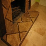 travertine glass combo fireplace